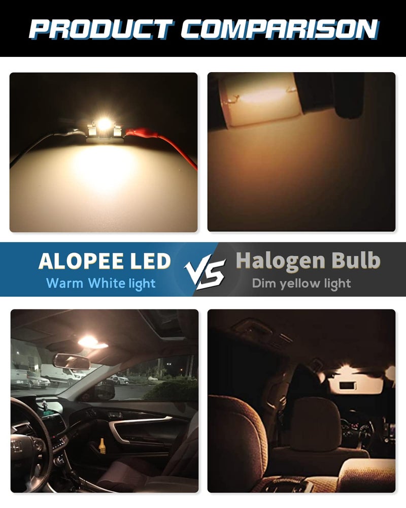 Alopee 4 Pack DE3022 Led Bulb 31mm Led Festoon Light DE3175 Warm White 6SMD 3020 Non-Polarity Canbus Error Free Dome Light for Car Map Door Trunk License Plate Lighting - Image 5